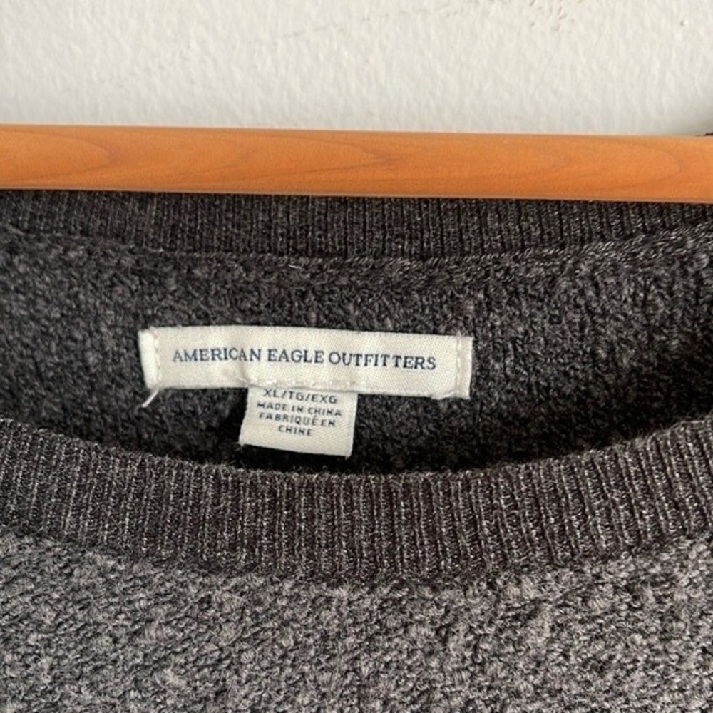 American Eagle Boucle Balloon Sleeve Sweater Size XL Gray - Picture 7 of 9